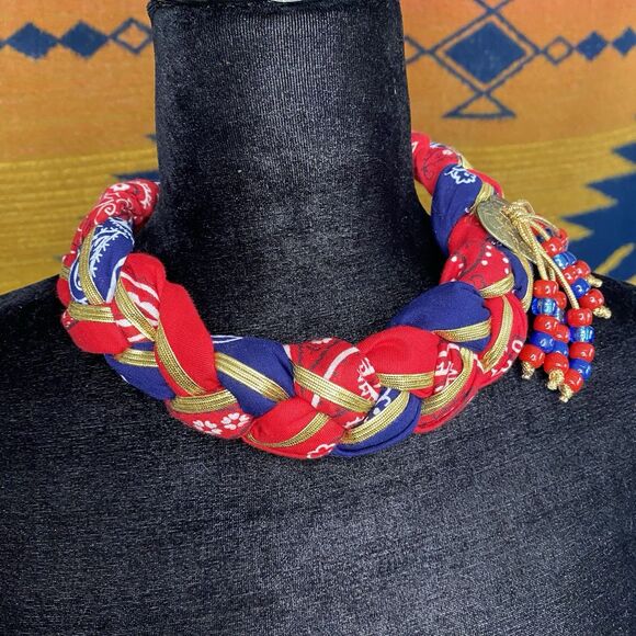 NWOT Bandana Necklace. Artisan Made. USA. Boho. Southwestern. - Picture 2 of 6